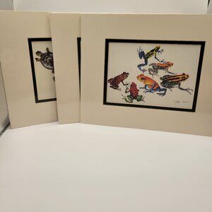 Vintage Jocelyn Slack 90s Art Prints Lot of 3 Frogs and Turtles NEW Sealed
